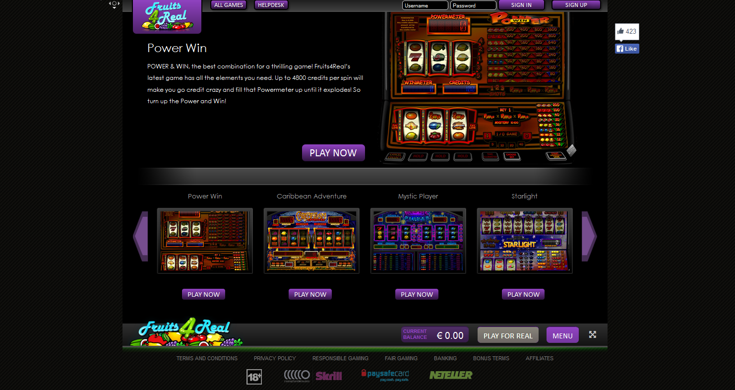 Fruits 4 Real telefoon casino met 100% tot €100 bonus!